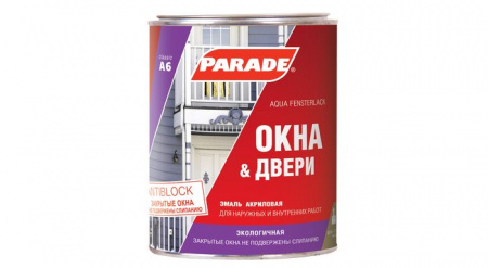 Эмаль PARADE А6 Окна & Двери полуглянц. 0,9л Россия - КОЛОРЛОН ВТД Новосибирск