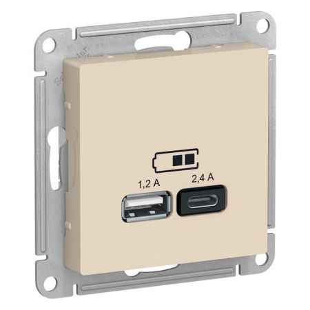 ATN000239 Беж USB 5В/2,4А + 5В/1,2А Atlasdesign - КОЛОРЛОН ВТД Новосибирск