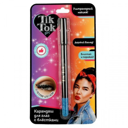 Карандаш для глаз с блестками, синий TIK TOK GIRL  YL61607TTG - КОЛОРЛОН ВТД Новосибирск