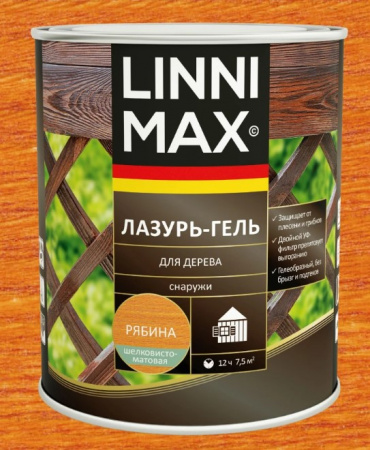 Лессирующий антисептик LINNIMAX Лазурь-гель для дерева Рябина 2,5 л - КОЛОРЛОН ВТД Новосибирск
