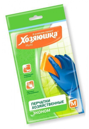 Перчатки  латексные "ХОЗЯЮШКА Мила" ЭКОНОМ размер М 17019 - КОЛОРЛОН ВТД Новосибирск
