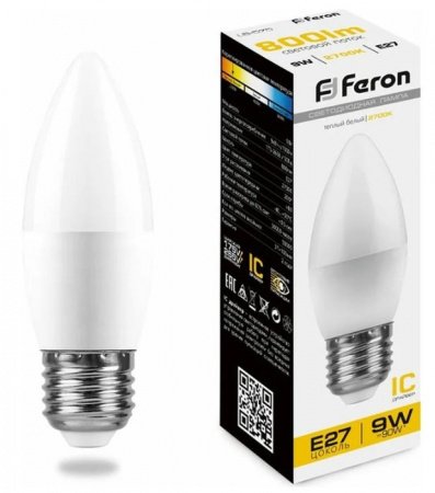 9W 230V E27 2700K C37, LB-570 Feron - КОЛОРЛОН ВТД Новосибирск