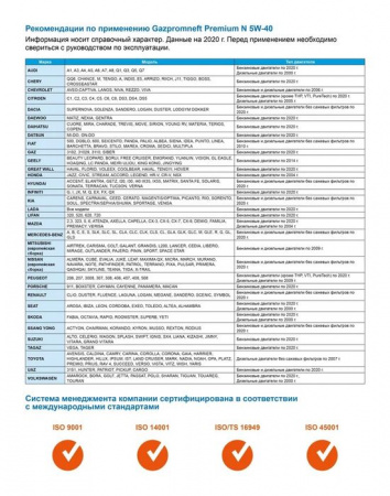 Масло Gazpromneft Premium N 5W-40, API SN/CF, синт 4л - КОЛОРЛОН ВТД Новосибирск