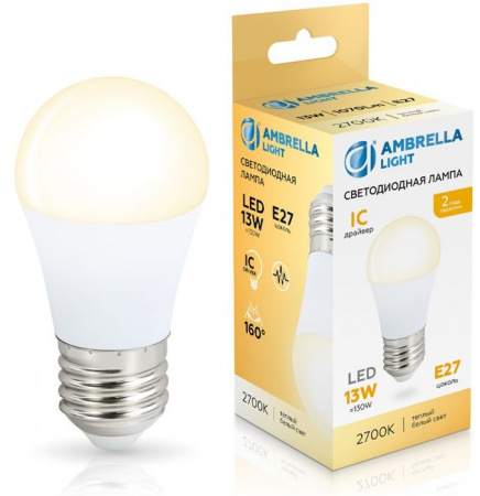 13W Лампа 451303 LED G45 13W IC E27 2700K 175-265V - КОЛОРЛОН ВТД Новосибирск