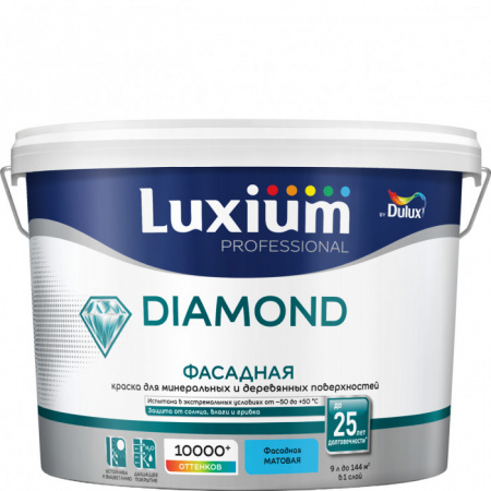 Краска Luxium Prof Diamond Фасад Глад мт BC 9л - КОЛОРЛОН ВТД Новосибирск