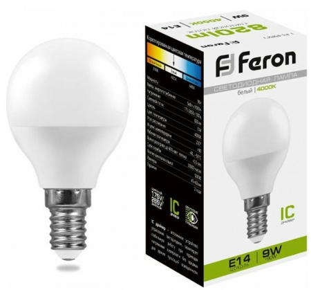 9W 230V E14 4000K G45, LB-550 Feron - КОЛОРЛОН ВТД Новосибирск