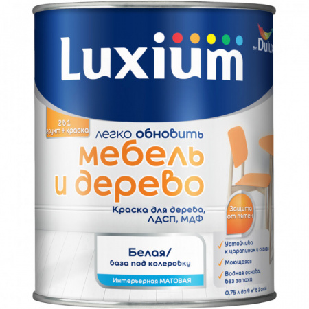 Краска Luxium Мебель и Дерево мт BW 0,75л - КОЛОРЛОН ВТД Новосибирск
