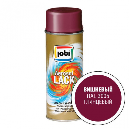 JOBI Эмаль аэрозольная глянцевая вишневая RAL 3005 (520мл / 270гр; 12шт) - КОЛОРЛОН ВТД Новосибирск