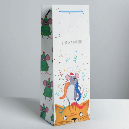 ***Пакет под бутылку крафтовый «Веселье», 13 × 36 × 10 см   4275592 - КОЛОРЛОН ВТД Новосибирск