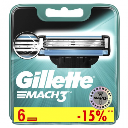 Gillette Mach3 кассеты для бритья (6шт) - КОЛОРЛОН ВТД Новосибирск