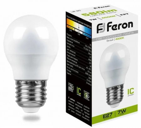 7W 230V E27 4000K G45, LB-95 Feron - КОЛОРЛОН ВТД Новосибирск
