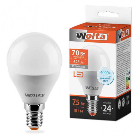 7.5W Led Wolta G45 Е14 4000К  25S45GL7.5E14 - КОЛОРЛОН ВТД Новосибирск