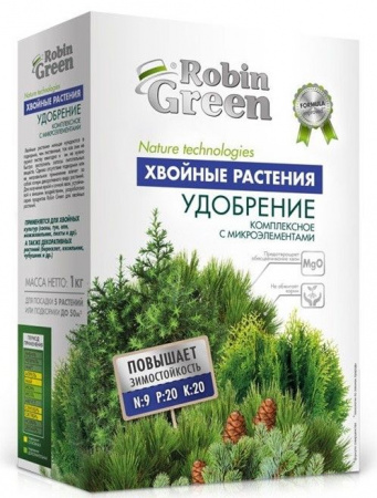 Хвойные растения Удобрение минеральное сухое Robin Green® в гранулах 1кг - КОЛОРЛОН ВТД Новосибирск