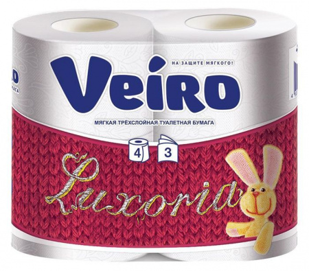 Veiro Luxoria  3 слоя 4 рулона Бумага туалетная - КОЛОРЛОН ВТД Новосибирск