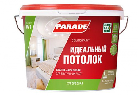 Краска акрил. PARADE W1 Идеальный потолок Бел. мат. 10л Россия - КОЛОРЛОН ВТД Новосибирск