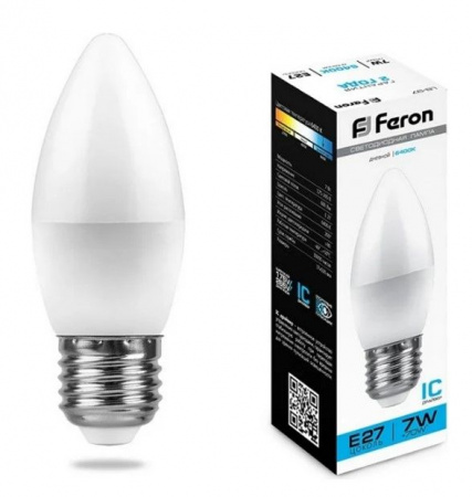 7W 230V E27 6400K C37, LB-97 Feron - КОЛОРЛОН ВТД Новосибирск