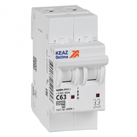 KEAZ 2P C 63А 4.5кА Автомат OptiDin BM63 326809 - КОЛОРЛОН ВТД Новосибирск