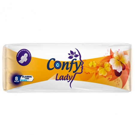 Confy Lady Гигиенические женские прокладки CLASSIC LONG, 8шт - КОЛОРЛОН ВТД Новосибирск