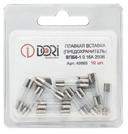 Dori Плавкая вставка ВПБ6-1 0,16А 250В (10шт) 40965 - КОЛОРЛОН ВТД Новосибирск