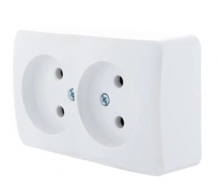 751-0200-128 VIOLA Розетка 2-ая б/з белая (керамика) - КОЛОРЛОН ВТД Новосибирск