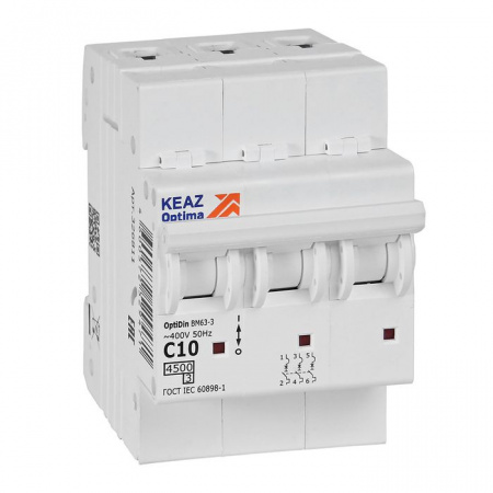 KEAZ 3P C 10А 4.5кА Автомат OptiDin BM63 326811 - КОЛОРЛОН ВТД Новосибирск
