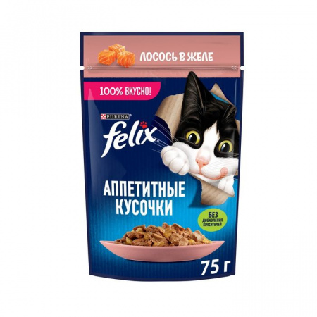 75Г КОРМ FELIX АППЕТИТНЫЕ КУСОЧ ЛОСОСЬ  139064 - КОЛОРЛОН ВТД Новосибирск