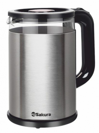 * SAKURA Чайник электр SA-2742MS (1.8) стекл двухслойн подсв - КОЛОРЛОН ВТД Новосибирск