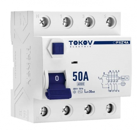 TOKOV УЗО 3P+N 50А AC 30мА 6кА - КОЛОРЛОН ВТД Новосибирск
