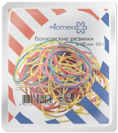 Резинка для денег  50гр. 60мм ATTOMEX 4152303 цветные,70% натурал.каучук - КОЛОРЛОН ВТД Новосибирск