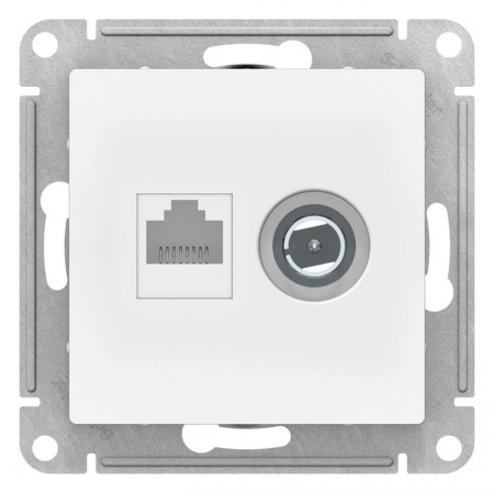 ATN000189 Бел Розетка ТВ + ПК Cat5e Atlasdesign - КОЛОРЛОН ВТД Новосибирск