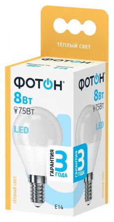 8W Led ФОТОН P45 E14 3000K Лампа - КОЛОРЛОН ВТД Новосибирск
