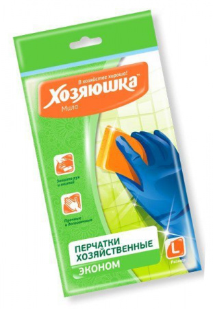 Перчатки  латексные "ХОЗЯЮШКА Мила" ЭКОНОМ размер L 17020 - КОЛОРЛОН ВТД Новосибирск