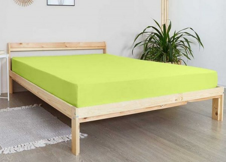 Простыня на резинке 160*200*20 трикотаж (пл.120) (салатовый) - КОЛОРЛОН ВТД Новосибирск