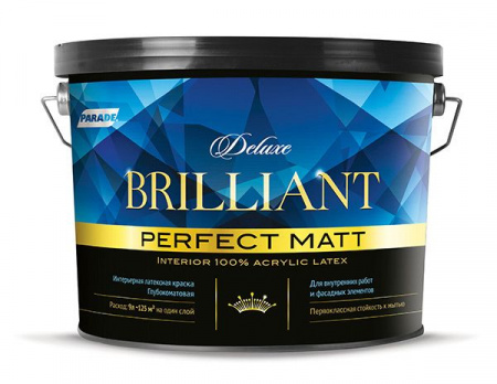 Краска интерьерная PARADE DELUXE Brilliant  perfect matt  База С 9л Россия - КОЛОРЛОН ВТД Новосибирск