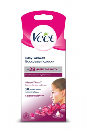 VEET Восковые полоски д/чувс уч. тела (лицо) с аром. барх розы и эфирн.масл. Easy Gel-wax20 шт - КОЛОРЛОН ВТД Новосибирск