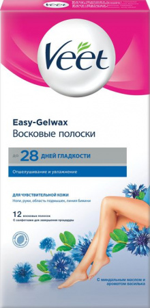 VEET Восковые полоски для чувствительной кожи c технологией Easy Gel-wax 12 шт - КОЛОРЛОН ВТД Новосибирск