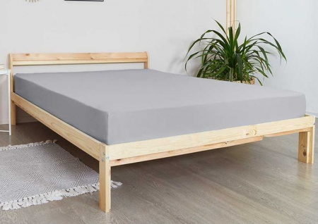 Простыня на резинке 90*200*20 трикотаж (пл.120) (серый) - КОЛОРЛОН ВТД Новосибирск
