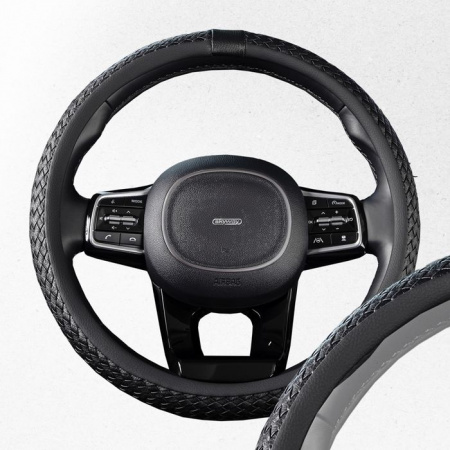 Оплетка SKYWAY Real-7 М Черная экокожа S01108011 - КОЛОРЛОН ВТД Новосибирск