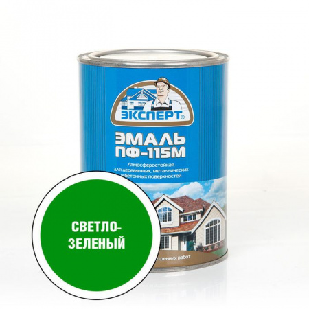 ЭКСПЕРТ Эмаль ПФ-115 глянц св.-зеленая RAL 6001  (0,8кг; 6шт) - КОЛОРЛОН ВТД Новосибирск