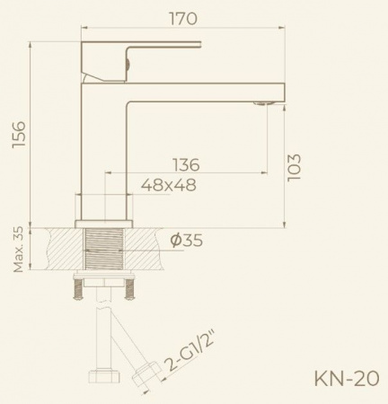 Смеситель Для Раковины Knotlor Kn-20/Gm - КОЛОРЛОН ВТД Новосибирск