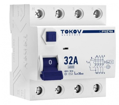 TOKOV УЗО 3P+N 32А AC 30мА 6кА - КОЛОРЛОН ВТД Новосибирск