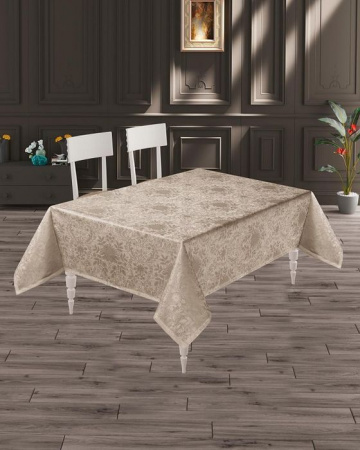 Скатерть DO&CO броде жаккард 160х220 "BEGONYA (капучино) - КОЛОРЛОН ВТД Новосибирск