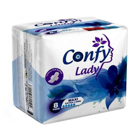 Confy Lady Гигиенические женские прокладки MAXI EXTRALONG, 8 шт. - КОЛОРЛОН ВТД Новосибирск