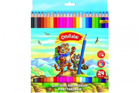 Карандаши пластик. 24цв. Creativiki ЦКП24КР шестигр. - КОЛОРЛОН ВТД Новосибирск