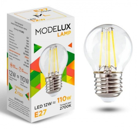 12W MODELUX ML2882- G45-12W-Е27-2700 clear - КОЛОРЛОН ВТД Новосибирск