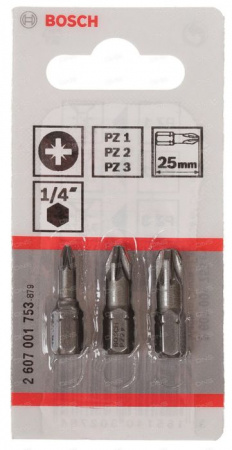 BOSCH Набор бит  3шт  Pz1-2-3, XH 2607001753 - КОЛОРЛОН ВТД Новосибирск