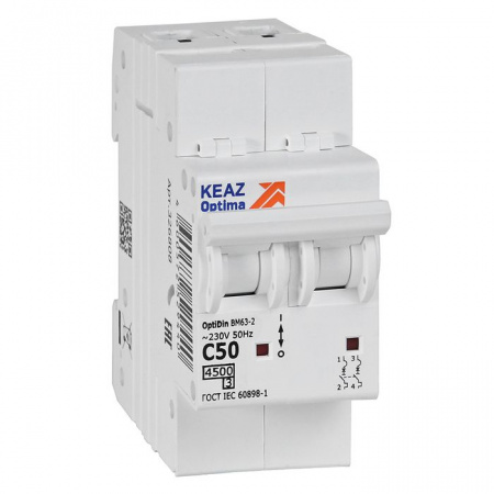KEAZ 2P C 50А 4.5кА Автомат OptiDin BM63 326808 - КОЛОРЛОН ВТД Новосибирск