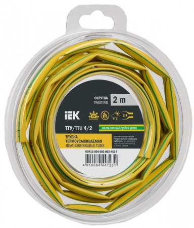 Трубка ТУТ нг-LS 4/2 жел-зел. (2м) IEK - КОЛОРЛОН ВТД Новосибирск