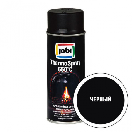 JOBI Эмаль аэрозольная термостойкая 650С черная (520мл / 270гр; 12шт) - КОЛОРЛОН ВТД Новосибирск