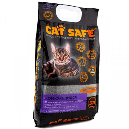 Cat safe наполнитель комкующийся с углем 5л - КОЛОРЛОН ВТД Новосибирск